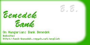 benedek bank business card